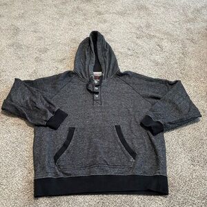 Charcoal Gray Men's Hoodie with Button Detail